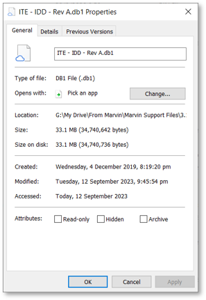 Example of a Tekla model database *.db1